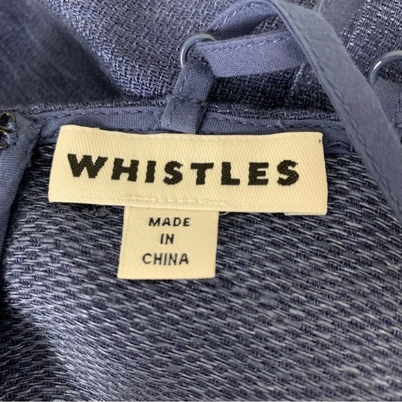 Whistles Tie Waist Linen Jumpsuit Womens US 10 UK 14 Wide Leg Crop Pockets Navy - Picture 3 of 16